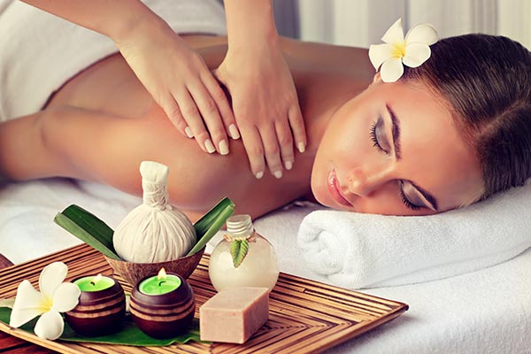 Woman receiving a peaceful massage