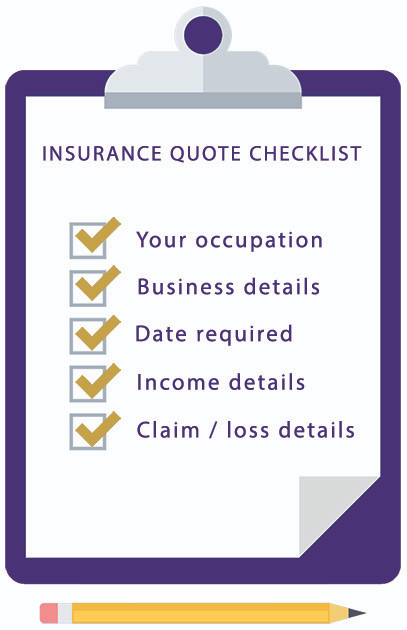 A clipboard showing a list of information required for a salon insurance quotations, such as occupation, business details and date required.